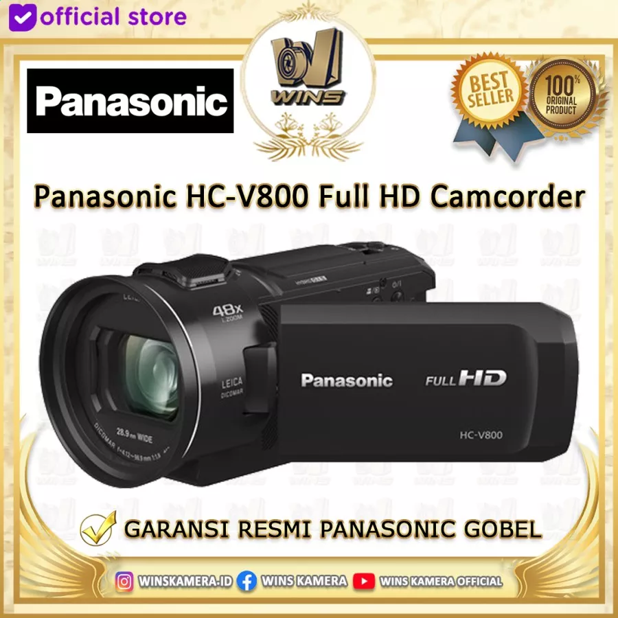 Panasonic HC-V800EG-K Videocamera Full HD – Obiettivo LEICA 25mm, Zoom Ottico 24x, Stabilizzatore A 5 Assi, Wi-Fi, Batteria E Micro HDMI Inclusi