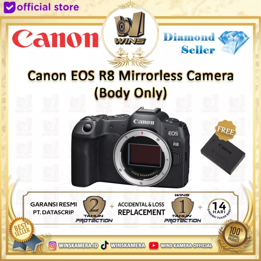 Canon EOS R8 Mirrorless Camera (Body Only)
